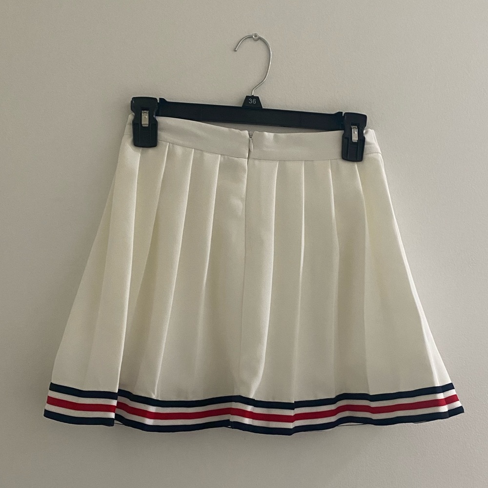 White with red blue stripe Pleated Mini skirt - Picture 4 of 4